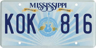MS license plate KOK816