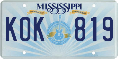MS license plate KOK819