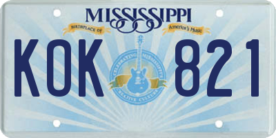 MS license plate KOK821