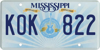 MS license plate KOK822