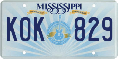 MS license plate KOK829