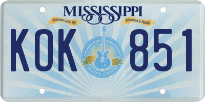 MS license plate KOK851