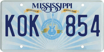 MS license plate KOK854