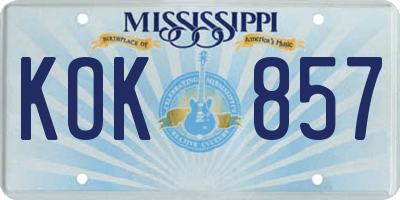 MS license plate KOK857