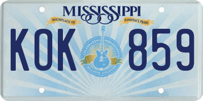 MS license plate KOK859