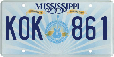 MS license plate KOK861