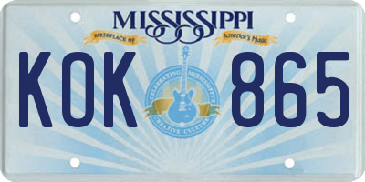 MS license plate KOK865