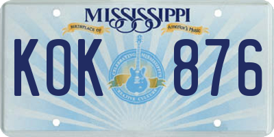 MS license plate KOK876