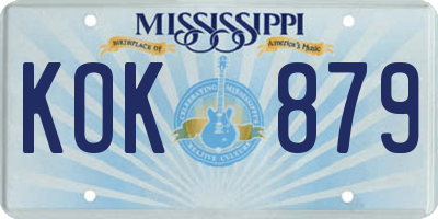 MS license plate KOK879