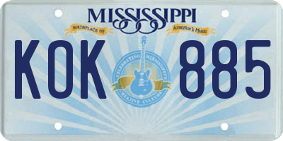 MS license plate KOK885