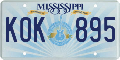MS license plate KOK895