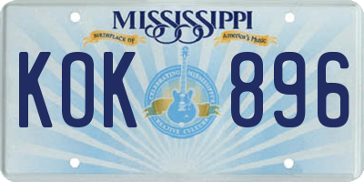 MS license plate KOK896