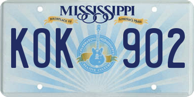 MS license plate KOK902