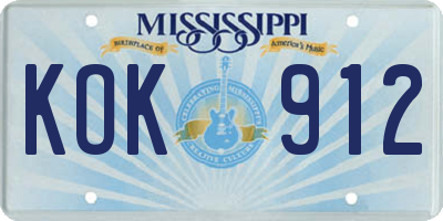 MS license plate KOK912