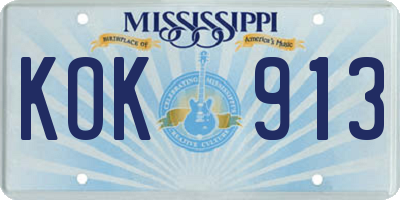 MS license plate KOK913