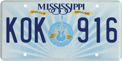 MS license plate KOK916