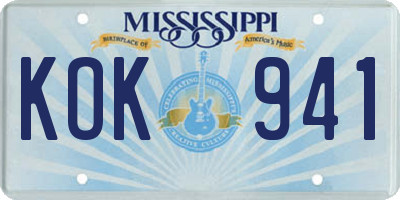 MS license plate KOK941