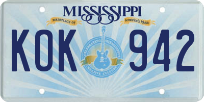 MS license plate KOK942