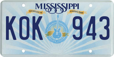 MS license plate KOK943