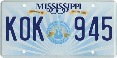 MS license plate KOK945