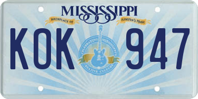 MS license plate KOK947