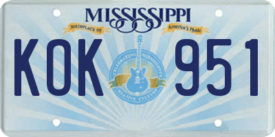 MS license plate KOK951