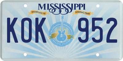MS license plate KOK952