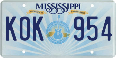 MS license plate KOK954