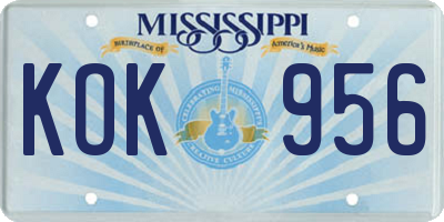 MS license plate KOK956