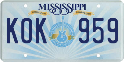 MS license plate KOK959