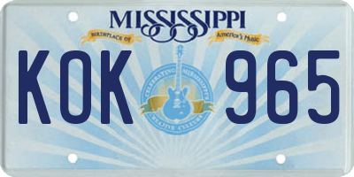 MS license plate KOK965
