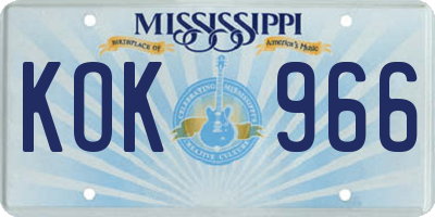 MS license plate KOK966