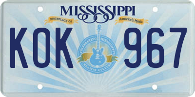 MS license plate KOK967