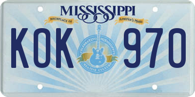 MS license plate KOK970