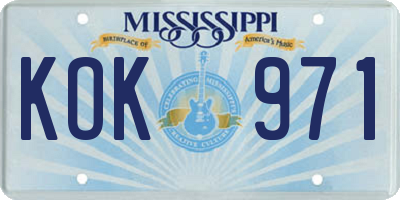 MS license plate KOK971