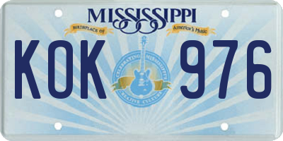 MS license plate KOK976