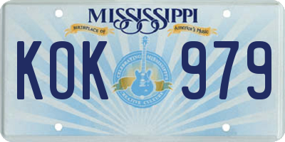 MS license plate KOK979