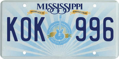 MS license plate KOK996
