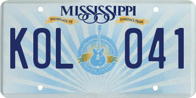 MS license plate KOL041