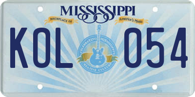 MS license plate KOL054