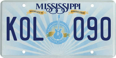 MS license plate KOL090