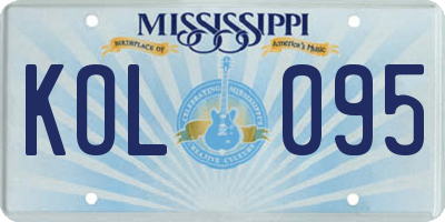 MS license plate KOL095