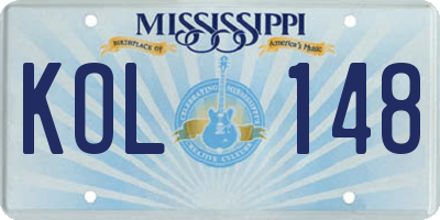 MS license plate KOL148