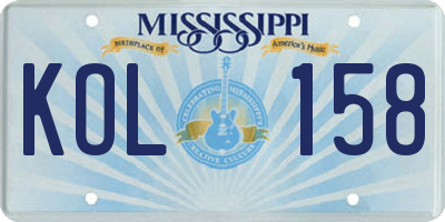 MS license plate KOL158