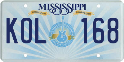 MS license plate KOL168