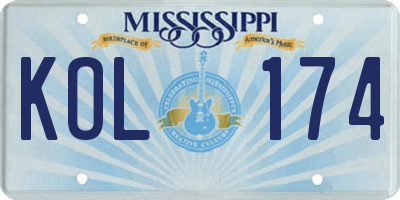 MS license plate KOL174