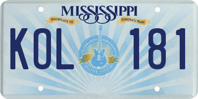 MS license plate KOL181