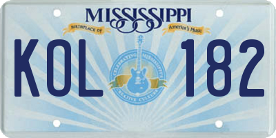 MS license plate KOL182