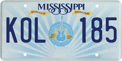 MS license plate KOL185