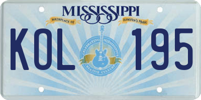 MS license plate KOL195